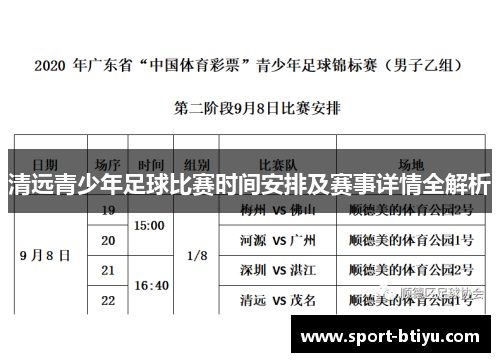 清远青少年足球比赛时间安排及赛事详情全解析